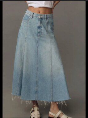 MOTHER The Full Swing Denim Midi Skirt